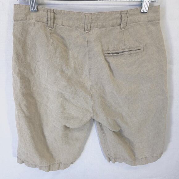 Eileen Fisher Shorts Womens PS Light Brown Bermuda 100% Organic Linen Canvas - Picture 3 of 9